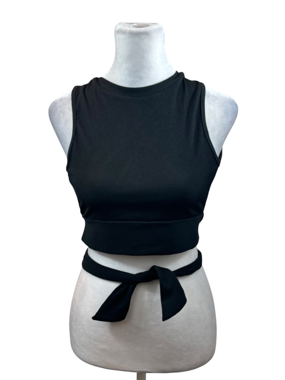 Ladies Princess Polly Black Ribbed Open Back Tie Bottoms Top Size 4